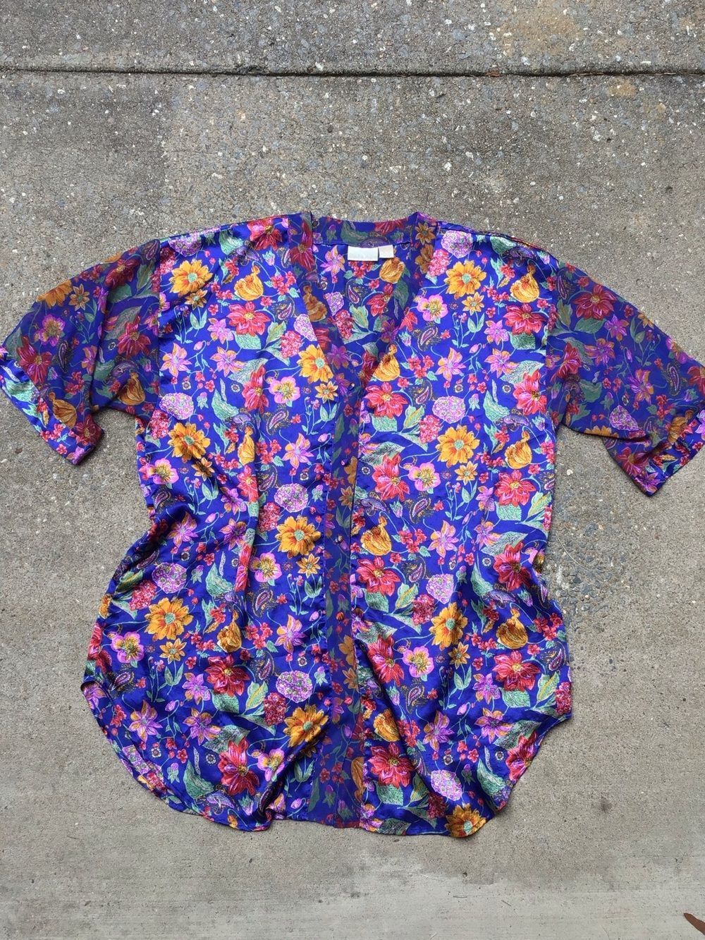Vintage Solange Vibrant Floral Caftan/ Kimono Top